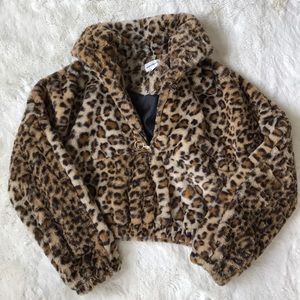 cheetah print superdown cropped sweater